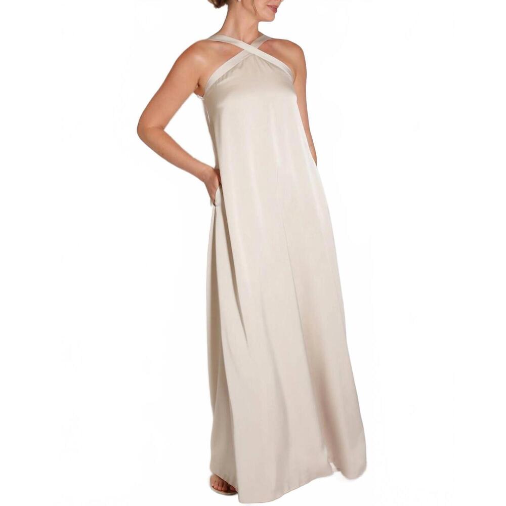 NEW CAMILYN BETH maddox halter gown in champagne
